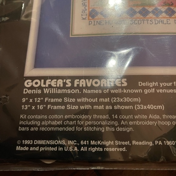 Dimensions GOLFER’S FAVORITES Vintage Counted Cross Stitch Kit NOS #3742 1993. - Picture 4 of 6